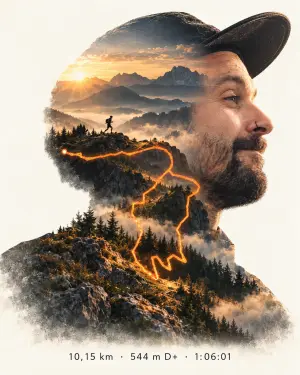 Double exposition, le profil et la montagne
