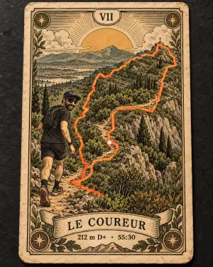 Une carte de tarot, le coureur